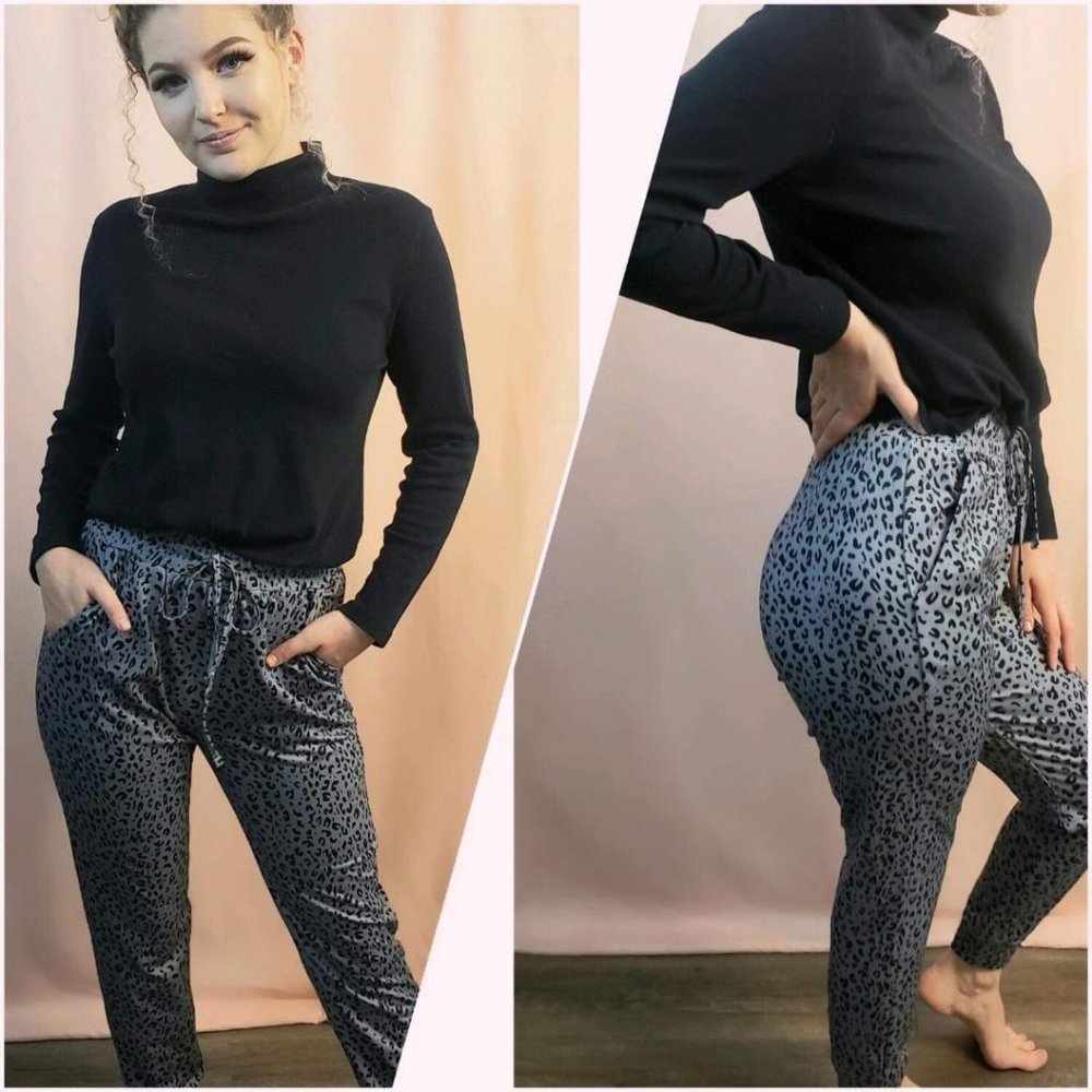 Gray Leopard Joggers - Picture 2 of 2